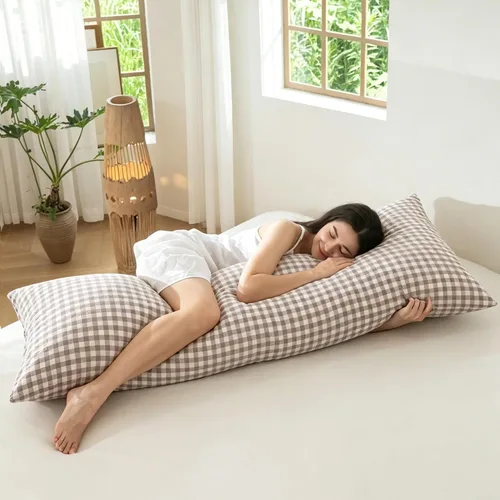 Vista 74 de MooMee Juego de 2 fundas de almohada de cuadros 100% algodón lavado con textura parecida al lino, transpirable, duradera, suave y cómoda