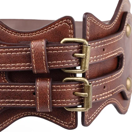 Vista 3 de GABERLY Cinturón de cuero marrón Steampunk gótico vintage para mujer