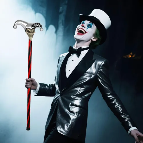Vista 5 de Bastón de calavera de bufón, accesorios para disfraz de bufón siniestro, bastón de bromista de plástico, fiesta de cosplay para personal de Plateado