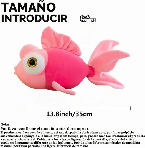 Vista 5 de Peluche de pez dorado de 13.8 pulgadas, suave, lindo, regalo Rosa