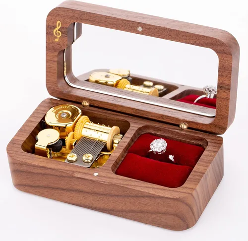 Vista 8 de BELLA GLOBE Caja de música Cant Help Falling in Love para esposa, caja de anillos, regalos de cumpleaños para ella, regalos de joyería
