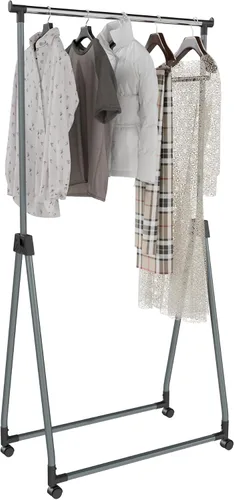 Vista 10 de Whitmor Perchero plegable para ropa - Colgador de ropa con ruedas - Altura ajustable - Negro