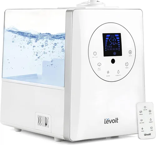 Vista 2 de LEVOIT Humidificadores para dormitorio, habitación grande, hogar, 6L de niebla cálida y fría, vaporizador de aire ultrasónico blanco y paquete de 10