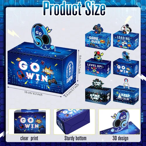 Vista 2 de Seajan 36 cajas de regalo de fiesta de videojuegos, cajas de regalo temáticas de juegos, paquete de cartón para videojuegos, decoración de mesa
