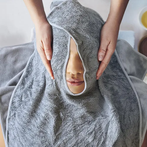 Vista 8 de Toallas faciales profesionales de microfibra de diseño dividido para spa, suministros de esteticista de vapor, herramientas de salón y peluquería