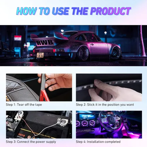 Vista 7 de Tira de luces LED impermeables para auto, tira de luz para camión, luces interiores para estribo para camiones, barra de luz LED para portón trasero