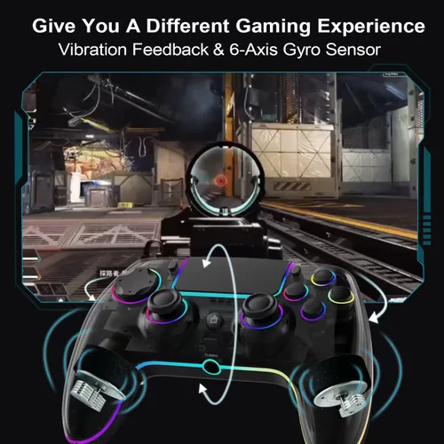 Vista 7 de SZDILONG Wireless Controller with 7 Colors RGB Light for P-S5 Pro/Slim,MAC,iOS,Steam,PC Windows/Android 10 and Above,Support
