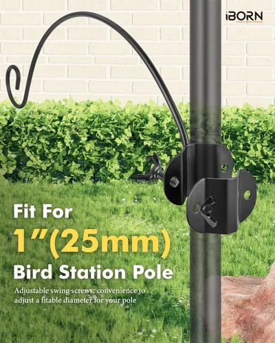 Vista 5 de iBorn Perchas para comederos de pájaros para estación de soporte de poste de 1 pulgada, ganchos colgantes para comederos de pájaros para colgar