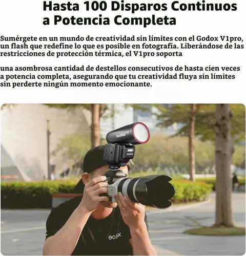 Vista 2 de Godox V1 Pro C V1Pro-C versión USA Flash de cámara compatible con cámara Canon Flash Speedlite, 76Ws 2.4G TTL 1/8000 HSS, 500 flash de potencia