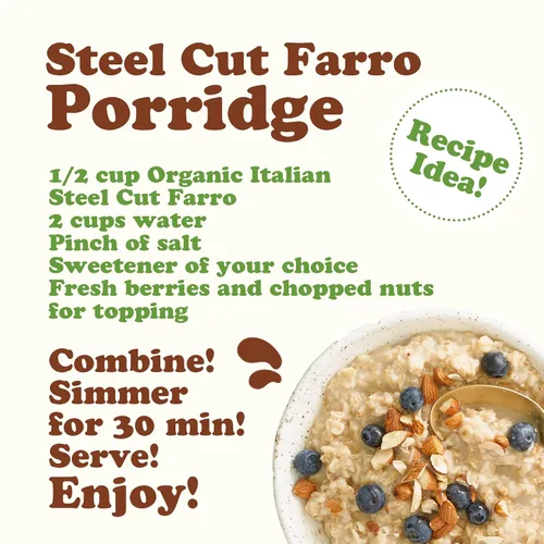 Vista 8 de Food to Live Farro orgánico de corte de acero italiano – Sin OMG, grano de trigo perlado agrietado, no irradiado, vegano, a granel. Fácil