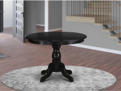 Vista 30 de HomeStock Mesa de comedor redonda de madera, mesa de cocina resistente para espacios pequeños, color negro y cereza/36 pulgadas sin gotas