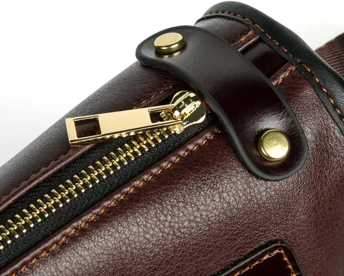 Vista 6 de Bolso bandolera de cuero casual para hombre y mujer, estilo vintage