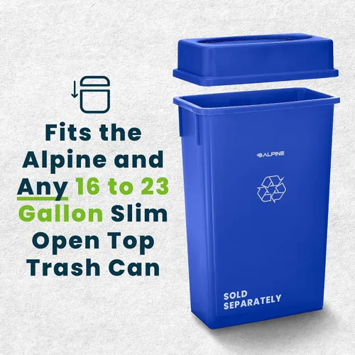 Vista 3 de Alpine Industries - Tapa delgada para bote de basura, tapa compacta para cubo de basura, parte superior de plástico variado y duradera que minimiza