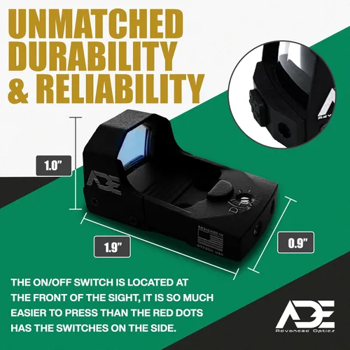 Vista 7 de Ade Advanced Optics RD3-006X Mini mira refleja punto verde – pistola óptica con placa de montaje para Ruger SR9, SR9C, SR40C, SR40, SR45 – Mira