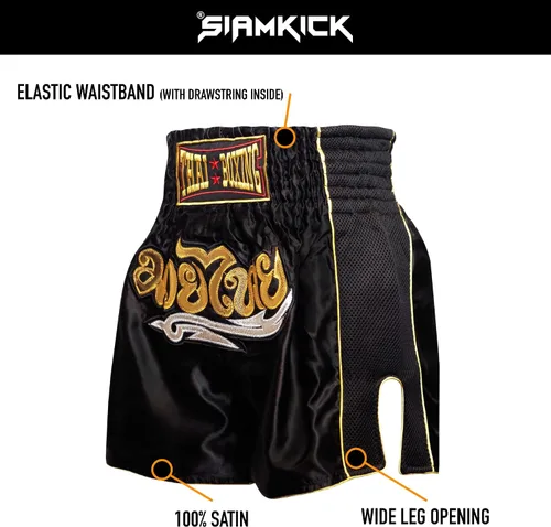 Vista 5 de SIAMKICK Pantalones cortos clásicos de Muay Thai para hombres y mujeres, boxeo, kickboxing, alto grado, artes marciales mixtas, ropa de entrenamiento