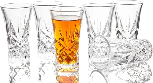 Vista 8 de JAIEF Vasos de tequila con base pesada, vasos cordiales de vidrio de chupito, 2 oz (3)