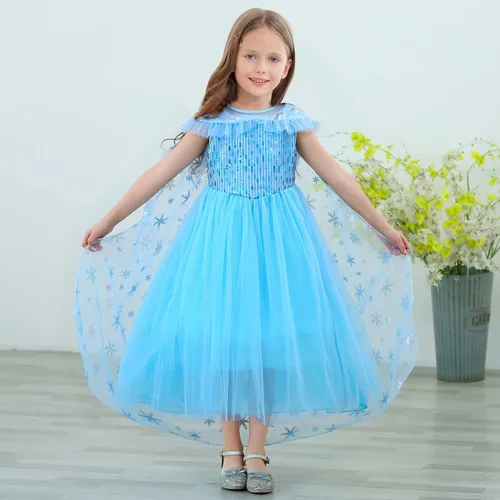 Vista 2 de Avady Girls Princess Costume for Frozen Elsa Birthday Party Halloween Christmas Dress Up Blue