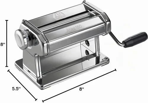 Vista 3 de MARCATO Made in Italy Atlas 150 Roller Manual Pasta Machine, Chrome Steel