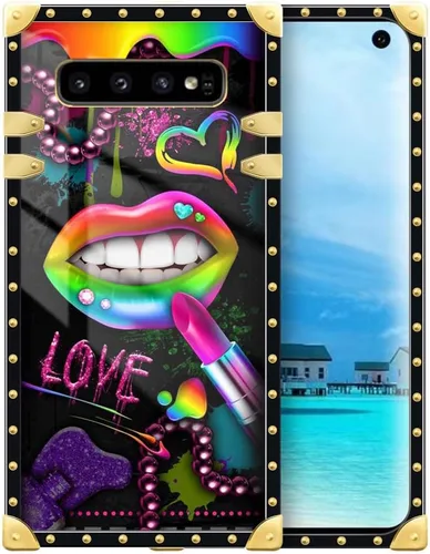 Vista 104 de Funda compatible con Samsung Galaxy S10 4G, TPU suave de lujo y parte trasera de policarbonato duro para niñas y mujeres, funda protectora a prueba