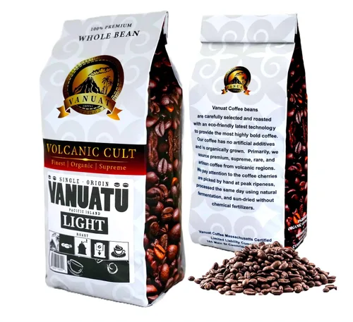 Vista 14 de Café de grano entero tostado ligero Volcanic Cult Vanuat Organic Supreme Finest Artisan Coffee ofrece una amplia selección de opciones de café