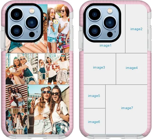 Vista 24 de Funda de teléfono personalizada para iPhone 13 Pro, funda personalizada de fotos de collage de múltiples imágenes, resistente a los arañazos, a