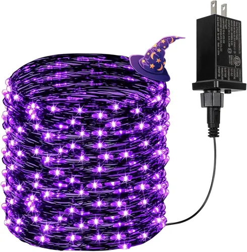 Vista 10 de Guirnalda de luces LED enchufables de 33 pies, impermeable, para exteriores e interiores, 8 modos con temporizador, luz de Navidad, decoración