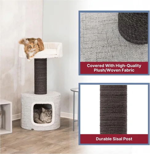 Vista 5 de Trixie Fonda Rascador para gatos de 39 pulgadas, rascador para gatos con base de tela suave y cuerda de sisal duradera, para gatos grandes con base