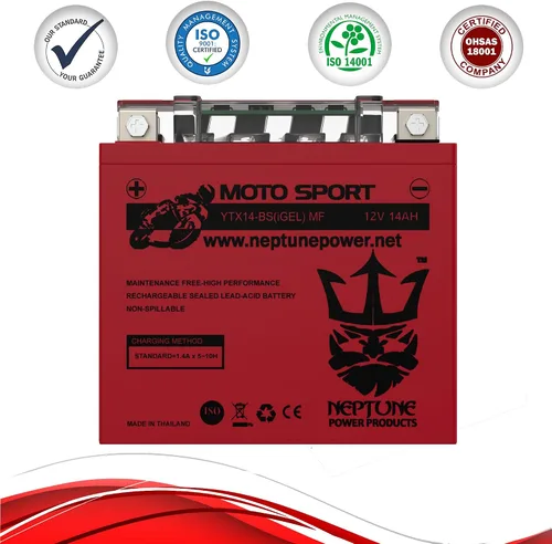 Vista 8 de Neptune Brand YTX14-BS - Batería de repuesto de gel de alto rendimiento para Kawasaki ZX1100-D Ninja ZX-11 (CN) 93-94
