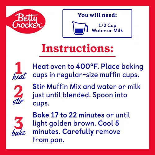 Vista 6 de Betty Crocker Mezcla de muffins de nuez de plátano, hecha con nueces, 6.4 oz.