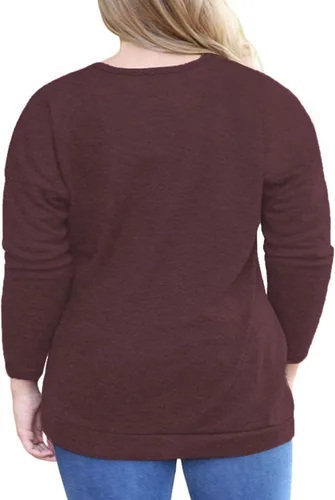 Vista 3 de VOGRACE Camisetas de manga larga para mujer, con bolsillos, botones, decoración, estilo casual, 1X-4X