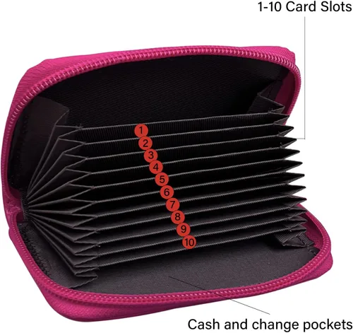 Vista 4 de Tarjetero RFID de bolsillo con ventana para ID, piel genuina, S, Rosa