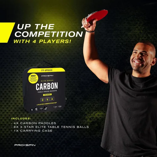 Vista 8 de PRO-SPIN Ping Pong Paddles – ITTF Approved Professional Table Tennis Rackets with Carbon Fiber for Superior Control 7-Ply Blade, Premium Rubber