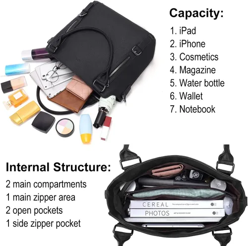 Vista 4 de CLUCI Hobo Bolsas de cuero vegano para mujer, bolsa grande para mujer, bolso de hombro con correa ajustable