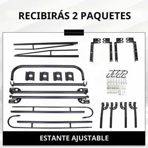 Vista 7 de Rack Ajustable para Camión de Contratistas de 1000 LBS, Escalera, Pickup, Kayak, Rack de Madera, Barra Lateral, Cabina Larga, Tamaño Completo