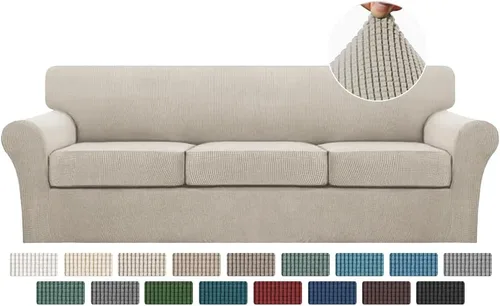 Vista 73 de Turquoize 2 fundas para sillas de sala de estar, funda de sofá con fundas de cojín individuales, funda de muebles para sillas (silla, beige biscotti)
