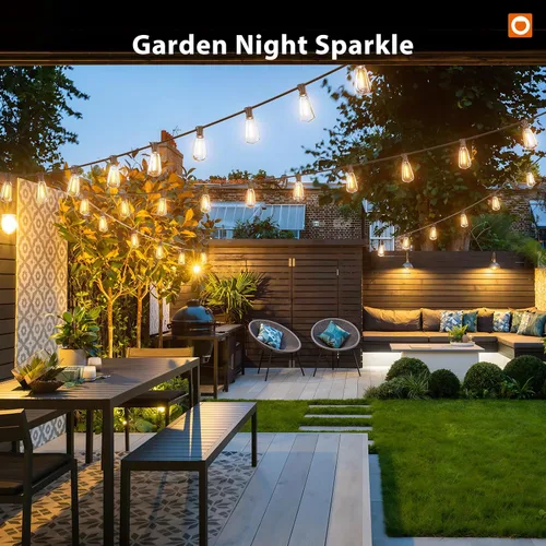 Vista 8 de addlon Tira de luces para exteriores de 196 pies para exteriores con control de aplicación, luces impermeables para patio con bombillas LED Edison