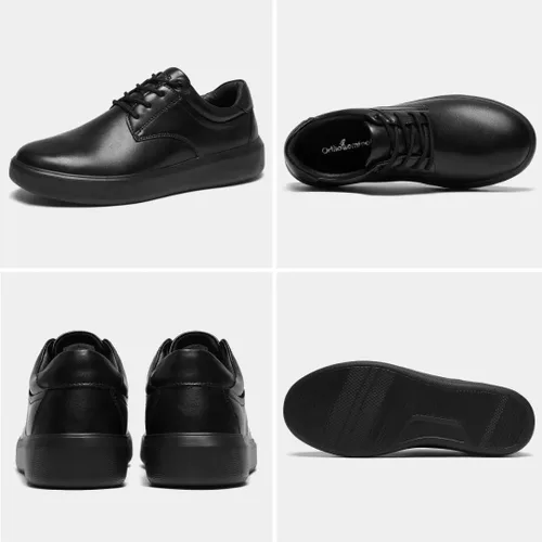 Vista 2 de OrthoComfoot Zapatos de vestir Oxford para hombre para fascitis plantar, zapatos ortopédicos de cuero genuino con soporte de arco para aliviar