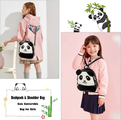 Vista 7 de Mini mochila para niñas pequeñas 3D Animal Casual Daypack PU cuero preescolar convertible bolsa de hombro regalo para niños, Negro -, Mochilas