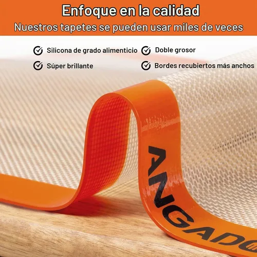 Vista 5 de Juego de hojas de estera de silicona para hornear, fácil de limpiar y reutilizable de grado alimenticio antiadherente, 2 medias hojas de estera