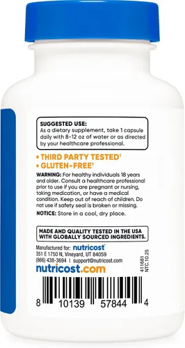 Vista 4 de Nutricost Orotato de litio 20 mg, 120 cápsulas, vegano, sin gluten, sin OMG