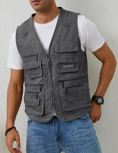 Vista 3 de Gihuo Chaleco de pesca para hombre con bolsillos