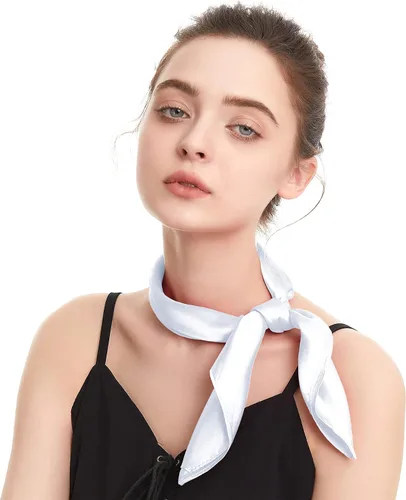 Vista 3 de Zando Bufanda de seda cuadrada de gasa de color sólido, bufandas retro para mujer, bufandas para el cuello, bufanda, monedero, bufanda
