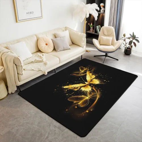 Vista 20 de Feelyou Alfombra de área con diseño de rosas de 3 x 5 para niños, con flores de Buterfly y luna, alfombra decorativa para dormitorio, niños, niñas