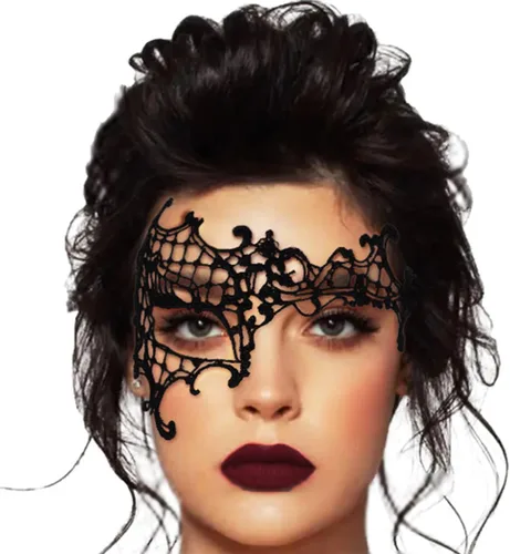 Vista 10 de Nicute Máscara de encaje para mascarada, máscaras negras de Halloween para mujer