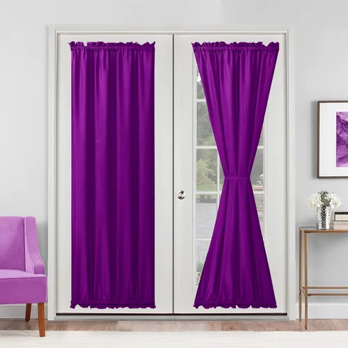 Vista 53 de Cortinas para puerta francesa, color aguamarina, 24 pulgadas de ancho x 40 pulgadas de largo, 1 panel Bolsillo para barra, semitransparente