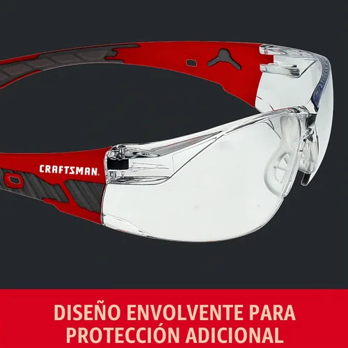 Vista 3 de Craftsman 200, cristal de seguridad, ajuste cómodo, transparente, marco rojo