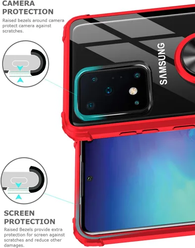 Vista 5 de Funda transparente con función atril para Samsung Galaxy S20 Ultra, protección contra caídas para Galaxy S20 Ultra, carcasa delgada para teléfono