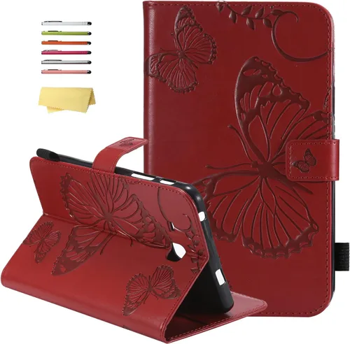 Vista 15 de Funda para Samsung Galaxy Tab A 7.0 2016 (SM-T280/T285) con portalápices [Encendido/apagado automático] Folio Stand Smart Magnetic Wallet Embossed
