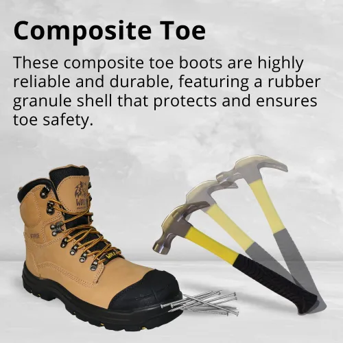 Vista 3 de WOLF Work Boot 100% Waterproof Genuine Leather Oil, Impact, Compression & Puncture Resistant Electrical Hazards Non-Slip Sole Padded