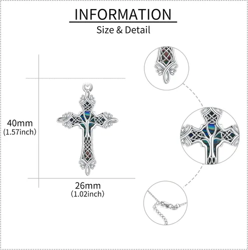 Vista 5 de URONE Delicado collar de cruz para mujer, plata de ley 925, colgante de árbol de la vida, collar con cruz de regalo para mujeres y niñas, Plata